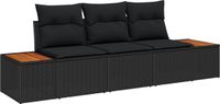 vidaXL Tuinbank - Set - 3 - st - Zwart - poly - rattan