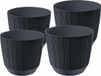 Prosperplast pots Carf Stripe - antraciet - 4x stuks - kunststof - Dia 13 et 17 cm