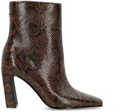 Sacha Dames Bruine snake enkellaarsjes met hak Maat 38