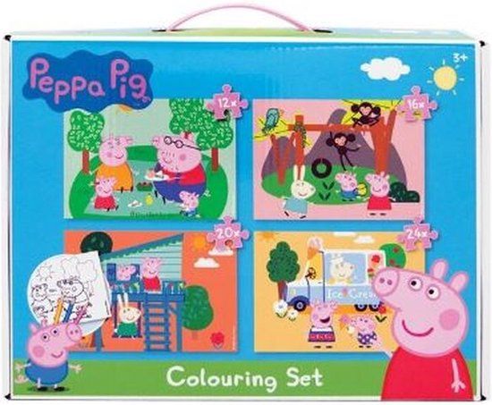 4KidsOnly Peppa Pig Kleur / Puzzel Set - Blauw / Multicolor