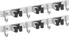 Unyqoos® Rvs bezemhouder (304 roestvrij staal) voor wandmontage – 4 haken en 3 sleuven, antislipklem, gereedschapshouder, 2 stuks voor keuken, badkamer, garage en tuin