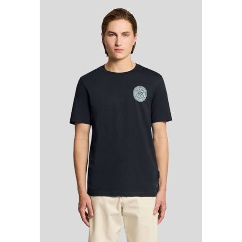 Lyle & Scott regular T-shirt met backprint donkerblauw
