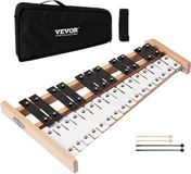 VEVOR Glockenspiel, 27-Tonig, Professioneel Xylofoon-Percussie-Instrument, met SPCC-Toetsen en Metalen Toetsen, Inclusief 4 Kloppers, Draagtas, Muziekinstrument voor Beginners, Muzieklessen