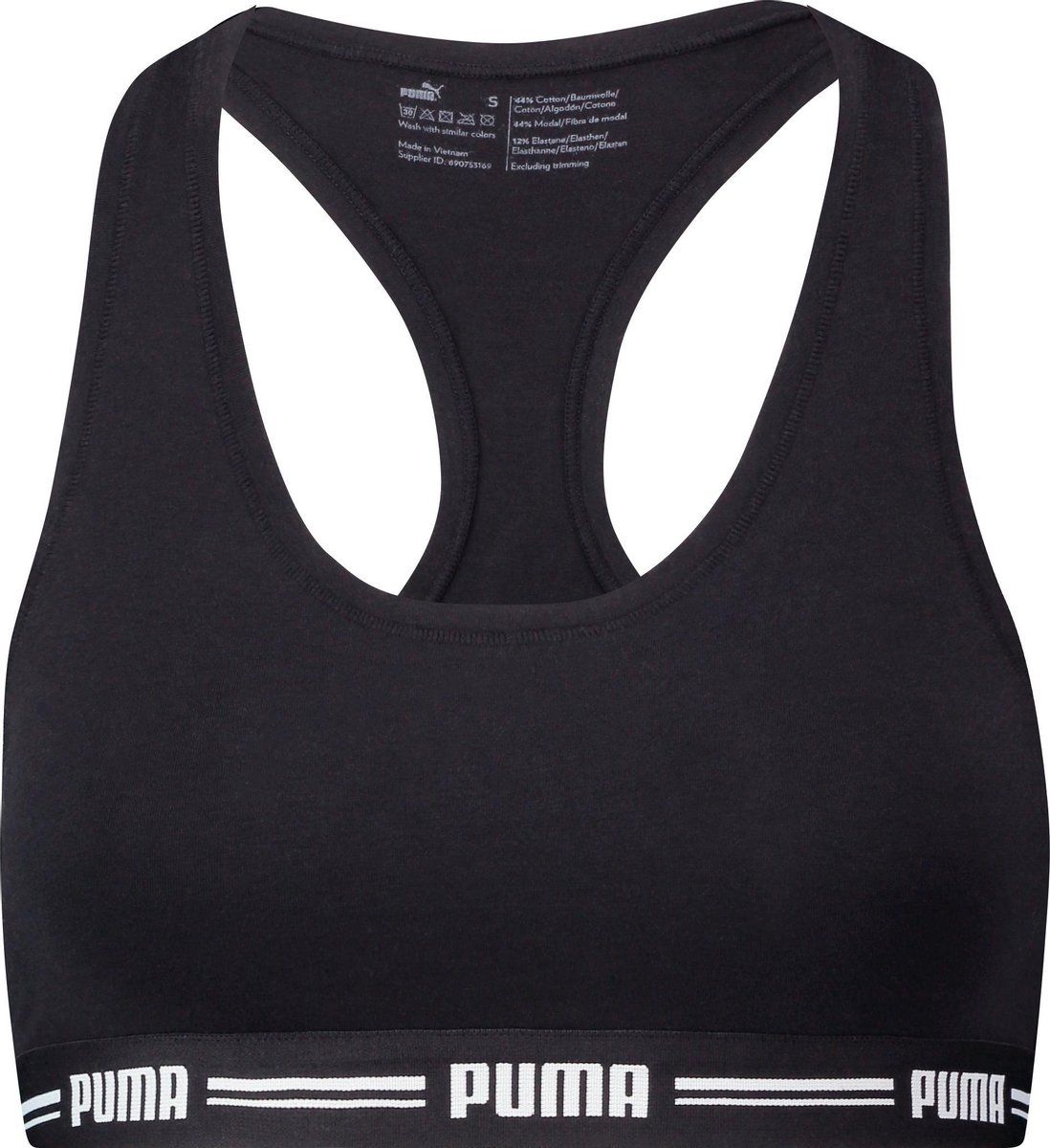 PUMA WOMEN RACER BACK TOP 1P HANG Vrouwen Beha - black - Maat L