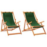 VidaXL Tuinstoel Terras Gecapitonneerde zitting Eucalyptus, Polyester Groen