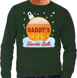 Shoppartners Bv Foute Kerst trui sweater - Daddy his favorite balls - bier / biertje - drank - groen - pour hommes - vêtements de Noël / tenue de Noël L