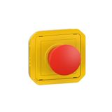 LEGRAND, Plexo 069547L noodstopknop geleverd met etiket "noodstop" in 4 talen (gele afdekplaat, rode knop), 1 x enkelpolig contact, 3 A, IP55 - IK07, kleur: geel