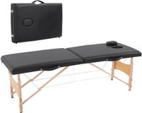 HOMCOM Massagetafel Populierenhout, PVC, Schuim 186L x 60B x 58-81H cm Zwart