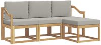 vidaXL - Buiten - bank - set - 4 - st - Wit - en - Lichtgrijs - Polyester