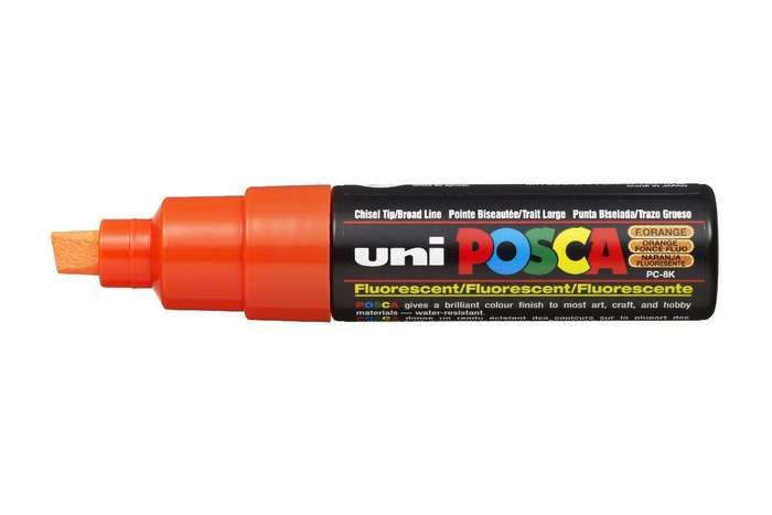 Posca PC-8K Marker - Chisel Tip - Orange - 8mm - Water-based
