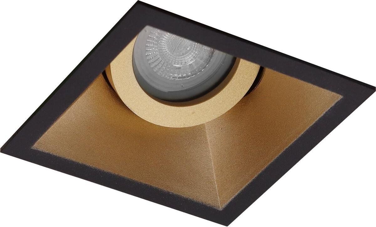 Qualu Spot Armatuur GU10 - Proma Zano Pro - Inbouw Vierkant - Mat Zwart/Goud - Aluminium - Kantelbaar - 93mm