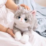 Peluche Chat, 65 cm, 2,2 kg, gris, doux, réaliste