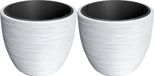 Prosperplast Pot Furu Stripes - 2x - extérieur/intérieur - plastique - blanc - D40 x H40 cm - avec pot intérieur