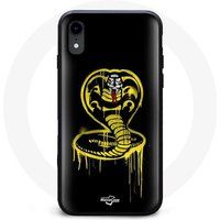 Maniacase Hoesje voor iPhone XS Cobra Kai Logo Geel Zwarte Achtergrond Poster Serie