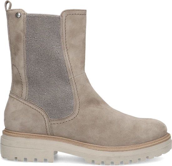 No Stress Dames Taupe suède chelsea boots met rits - Maat 38