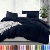 Utopia Bedding 3-delige microvezel beddengoedset (kingsize, marineblauw)