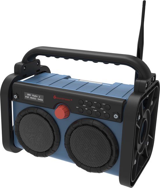 Soundmaster DAB85BL - DAB+/FM-bouwradio met bluetooth en ingebouwde accu en werklamp