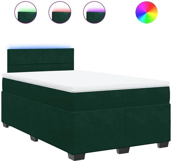 vidaXL Boxspring met matras fluweel donkergroen 120x200 cm