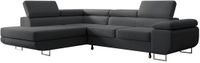 Selsey Stevil Hoekbank met Slaapfunctie en Opbergruimte – Donkergrijs – Easy-Clean Fluwelen Bekleding – Linkeropstelling