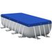 Linxor – Bâche de piscine réversible 4 saisons 3,66 x 7,32 m – 150 g/m² – Cordon de serrage – Tamis central pour évacuation d'eau – Bleu et gris