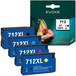 Evoke HP 712 3Ed71A 3Ed67A 3Ed68A 3Ed69A 4X CMYK Inkt Zwart, Cyaan, Magenta, Geel 167ml voor Designjet T210 T230 T250 T630 T650, Studio 24 inch 36 inch, Studio Steel