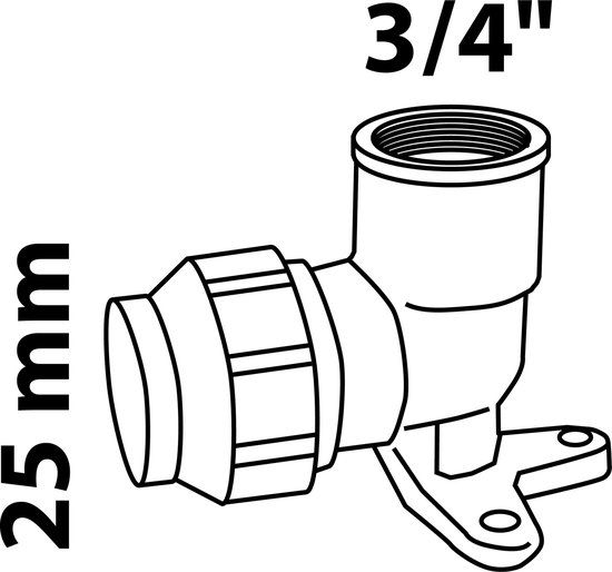 KIRCHHOFF MS wandplaat, 25 mm x 3/4"BI, knelfitting voor tyleen/socarex