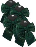 House of Seasons Kerst strik ornament - 4 stuks - donkergroen - 24 x 28 cm - polyester