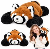 Lean toys Peluche panda rouge – longs membres noir et brun-rouge 60 cm