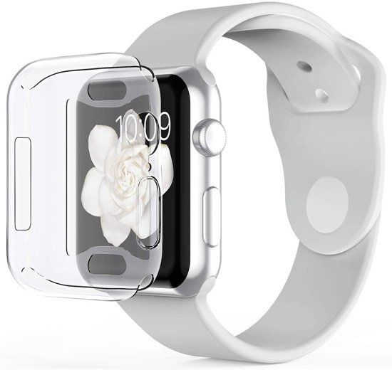 iCall Apple Watch Series 4 44mm Hoesje Siliconen TPU + Screenprotector Transparant