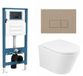 QeramiQ Dely Toiletset - inbouwreservoir Qeramiq Flush - 35mm zitting - kunststof taupe bedieningsplaat - rechthoekige knoppen - glans wit