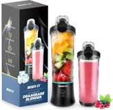 BODYIT Draagbare Blender met Extra Accessoires - 700ml – 6 Mesjes – Portable Blender To Go – USB-C - Oplaadbare Blenders met Accu – Draadloze Smoothie & Shake Maker - Zwart