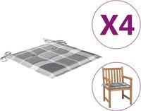 vidaXL Tuinstoelkussens 4 st 50x50x3 cm Oxford stof ruitpatroon grijs