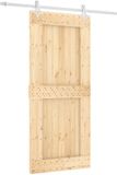 vidaXL Schuifdeur, natuurlijke kleur en wit, 90 x 210 cm, massief dennenhout