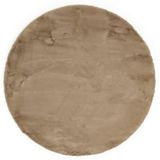 LUXOR living Tapijt Coste - Comfortabel hoogpolig - Kunstbont - Schapenvacht-look - 80 cm - Rond - Taupe