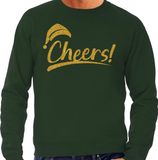 Bellatio Decorations Foute Kersttrui / sweater voor heren - cheers! - groen - glitter goud - kerstfeest XL