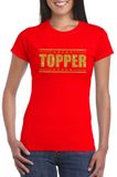 Bellatio Decorations Shoppartners Bv Rood Topper shirt in gouden glitter letters dames - Toppers dresscode kleding M