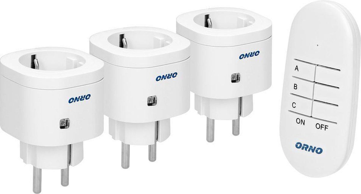 Orno Mini draadloze doorvoer schakelaarset met afstandsbediening - 3 Stuks - Wit
