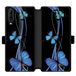 Beschermhoes Wiko Beschermhoes voor Wiko View 4 / View 4 Lite, leer, vlinder, blauw op zwart