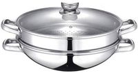Baumalu 2-in-1 wok - Roestvrij staal - 32 cm - Inclusief glazen deksel