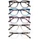 OPULIZE KOI Leesbrillen 5-Pack - Groot Rechthoekig Montuur - Zwart-Blauw-Paars-Grijs-Helder - Heren Dames - Veerscharnieren - RRRRR50-1357C - +3.50