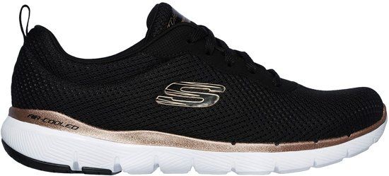 SKECHERS Sneakers - Maat 38 - Vrouwen - zwart/goud/wit