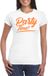 Bellatio Decorations Verkleed T-shirt voor dames - party time - wit - oranje glitter - carnaval XS
