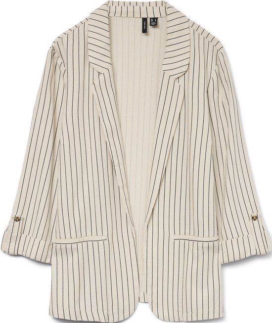 Vero Moda VMJESMILO Blazer Driekwart Mouw Vrouwen S Viscose Linnen Gestreept Zilver Lining