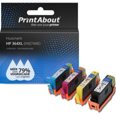 PrintAbout Huismerk HP 364XL (N9J74AE) Inktcartridge 4-kleuren Voordeelbundel Hoge capaciteit