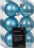 Decoris Kerstballen - 36 stuks - 6 cm - Kunststof - IJsblauw / Suiker Blauw