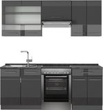 Vicco Fame-Line Complete keukeneenheid – 200 cm, WB Antraciet Antraciet Hoogglans
