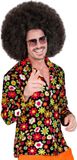 Finidi Jaren 70 shirt flowers heren S/M Polyester Zwart