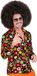 Finidi Jaren 70 shirt flowers heren S/M Polyester Zwart