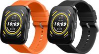 kwmobile 2x horlogebandjes geschikt voor Huami 22mm Amazfit Bip 6 / Bip 5 Unity / Bip 5 / GTS 3 / Balance 2 / Helio Strap bandje - Smartwatch bandjes van TPU - Activity tracker horloge band in zwart / oranje