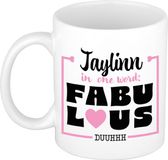 Bellatio Decorations Naam mok Jaylinn - Lichtroze - Fabulous - Keramiek - 300 ml